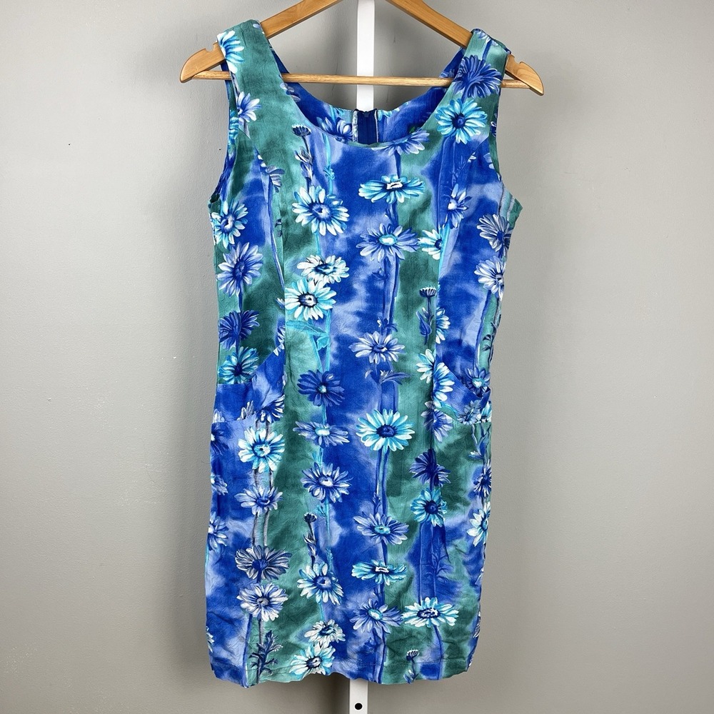 Vintage JAMS WORLD Mini Dress Juniors Size‎ 9 Midnight Floral Print Blue Rayon